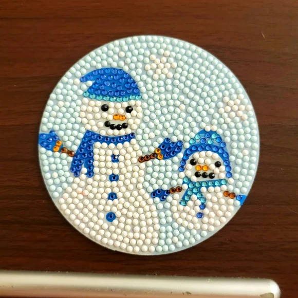 Snowman Friends Cute Handmade Coaster - Picture 1 of 5